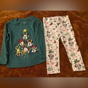DISNEY/ JUMPING BEAN CHRISTMAS TOP AND PANTS SIZE 2T